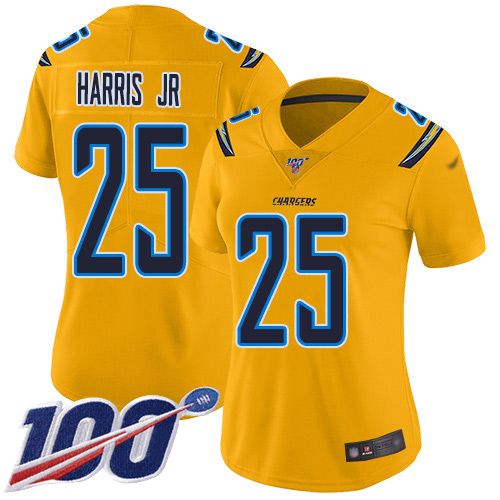 Los Angeles Chargers #25 Chris Harris Jr Gold Women's Stitched Limited Inverted Legend 100th Season Jersey Womens cheap jerseys for sale - CheapJerseys.Shop