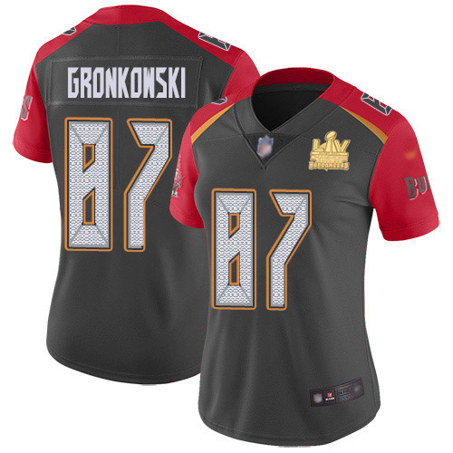 Buccaneers #87 Rob Gronkowski Gray Women's Super Bowl LV Champions Patch Stitched Limited Inverted Legend Jersey cheap jerseys for sale - CheapJerseys.Shop