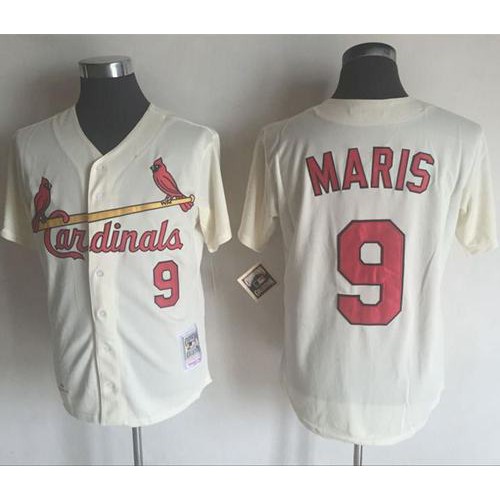Mitchell And Ness 1967 St.Louis Cardinals #9 Roger Maris Cream Throwback Stitched Jersey Men's cheap jerseys for sale - CheapJerseys.Shop