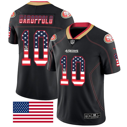 49ers #10 Jimmy Garoppolo Black Men's Stitched Limited Rush USA Flag Jersey cheap jerseys for sale - CheapJerseys.Shop