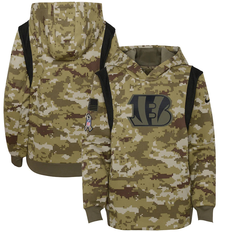 Cincinnati Bengals Camo Youth 2021 Salute To Service Therma Performance Pullover Hoodie cheap jerseys for sale - CheapJerseys.Shop