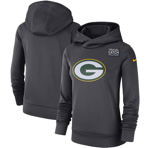 Women's Green Bay Packers Anthracite Crucial Catch Performance Pullover Hoodie cheap jerseys for sale - CheapJerseys.Shop