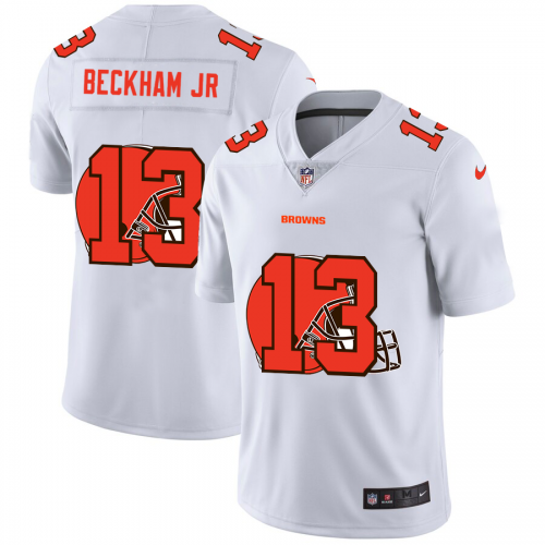 Cleveland Cleveland Browns #13 Odell Beckham Jr. White Men's Team Logo Dual Overlap Limited Jersey Men's cheap jerseys for sale - CheapJerseys.Shop