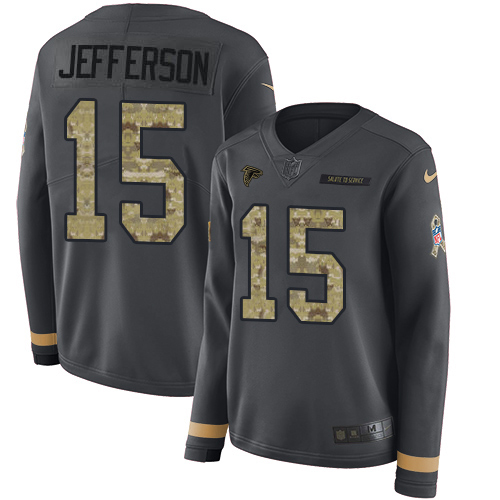 Falcons #15 Van Jefferson Anthracite Salute To Service Stitched Women's Limited Therma Long Sleeve Jersey cheap jerseys for sale - CheapJerseys.Shop