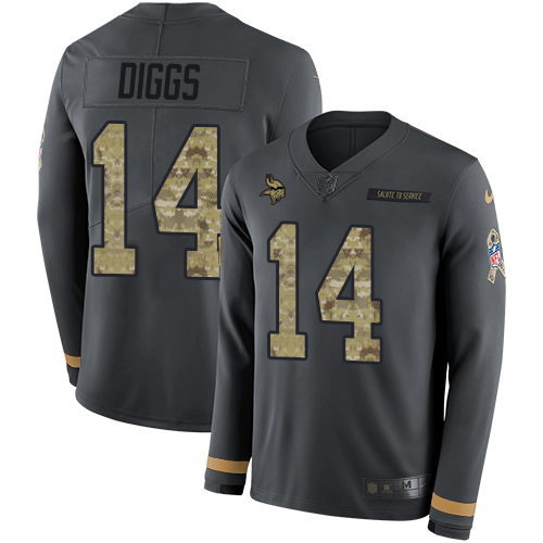 Minnesota Vikings #14 Stefon Diggs Anthracite Salute to Service Men's Stitched Limited Therma Long Sleeve Jersey Men's cheap jerseys for sale - CheapJerseys.Shop