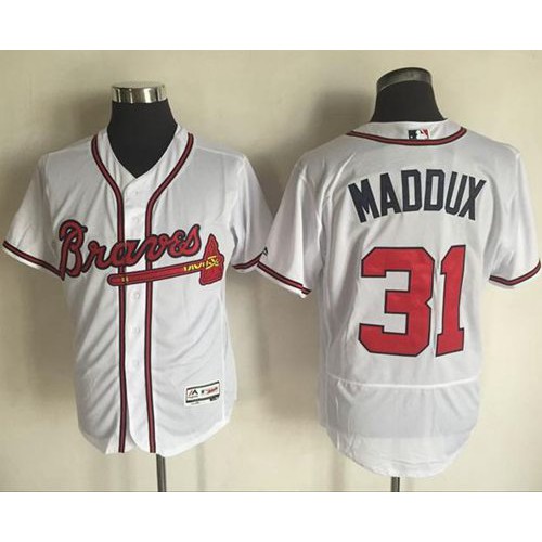 Atlanta Braves #31 Greg Maddux White Flexbase Authentic Collection Stitched Jersey Men's cheap jerseys for sale - CheapJerseys.Shop