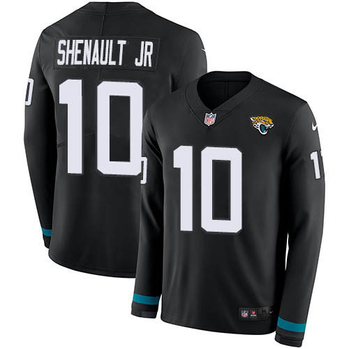 Jacksonville Jaguars #10 Laviska Shenault Jr. Black Team Color Men's Stitched Limited Therma Long Sleeve Jersey Men's cheap jerseys for sale - CheapJerseys.Shop