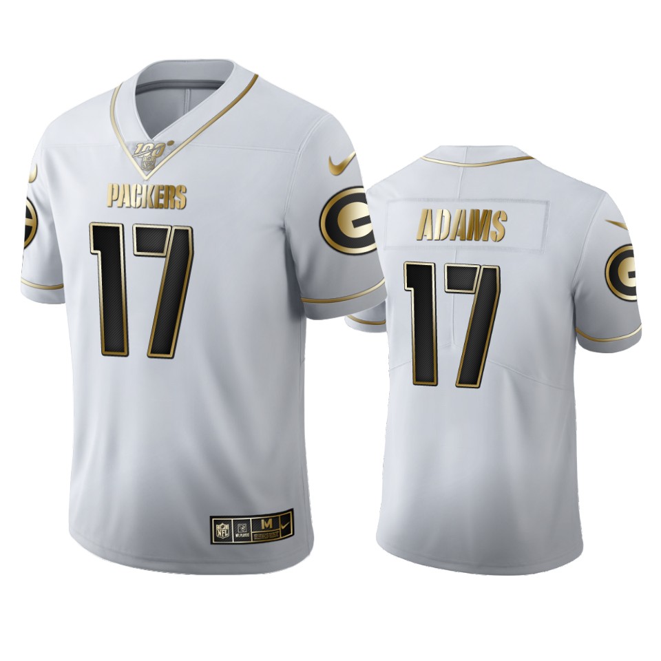 Green Bay Packers #17 Davante Adams Men's White Golden Edition Vapor Limited 100 Jersey cheap jerseys for sale - CheapJerseys.Shop