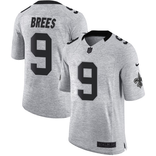 Saints #9 Drew Brees Gray Men's Stitched Limited Gridiron Gray II Jersey cheap jerseys for sale - CheapJerseys.Shop