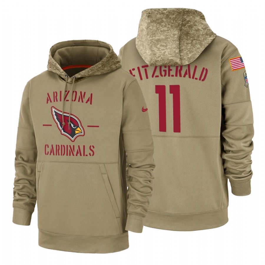 Arizona Cardinals #11 Larry Fitzgerald Tan 2019 Salute To Service Name & Number Sideline Therma Pullover Hoodie cheap jerseys for sale - CheapJerseys.Shop