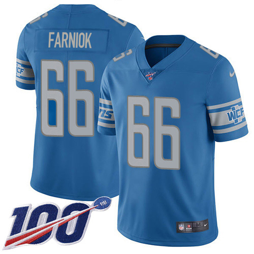 Lions #66 Matt Farniok Blue Team Color Men's Stitched 100th Season Vapor Untouchable Limited Jersey cheap jerseys for sale - CheapJerseys.Shop