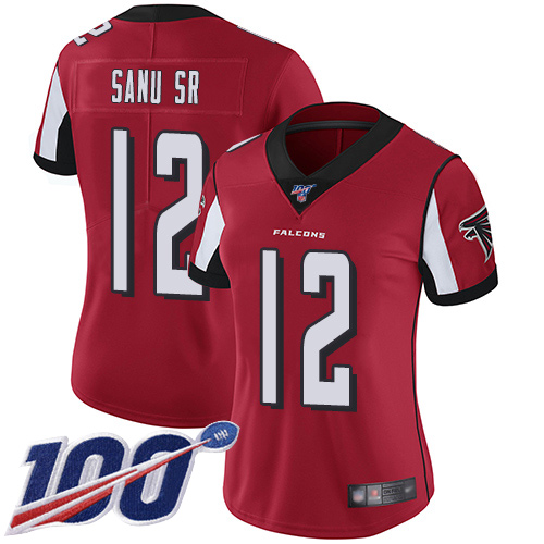 Atlanta Falcons #12 Mohamed Sanu Sr Red Team Color Women's Stitched 100th Season Vapor Limited Jersey Womens cheap jerseys for sale - CheapJerseys.Shop