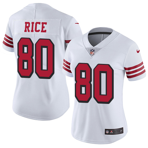 49ers #80 Jerry Rice White Rush Women's Stitched Vapor Untouchable Limited Jersey cheap jerseys for sale - CheapJerseys.Shop
