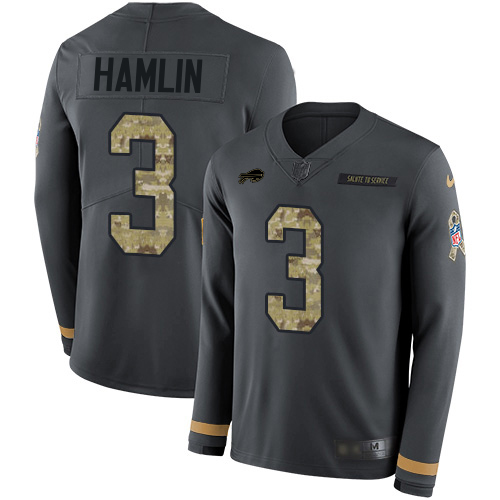 Bills #3 Damar Hamlin Anthracite Salute To Service Youth Stitched Limited Therma Long Sleeve Jersey cheap jerseys for sale - CheapJerseys.Shop