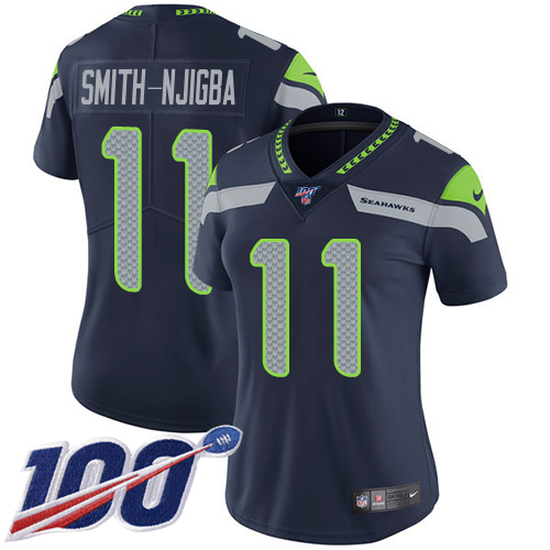 Seahawks #11 Jaxon Smith-Njigba Steel Blue Team Color Women's Stitched 100th Season Vapor Untouchable Limited Jersey cheap jerseys for sale - CheapJerseys.Shop