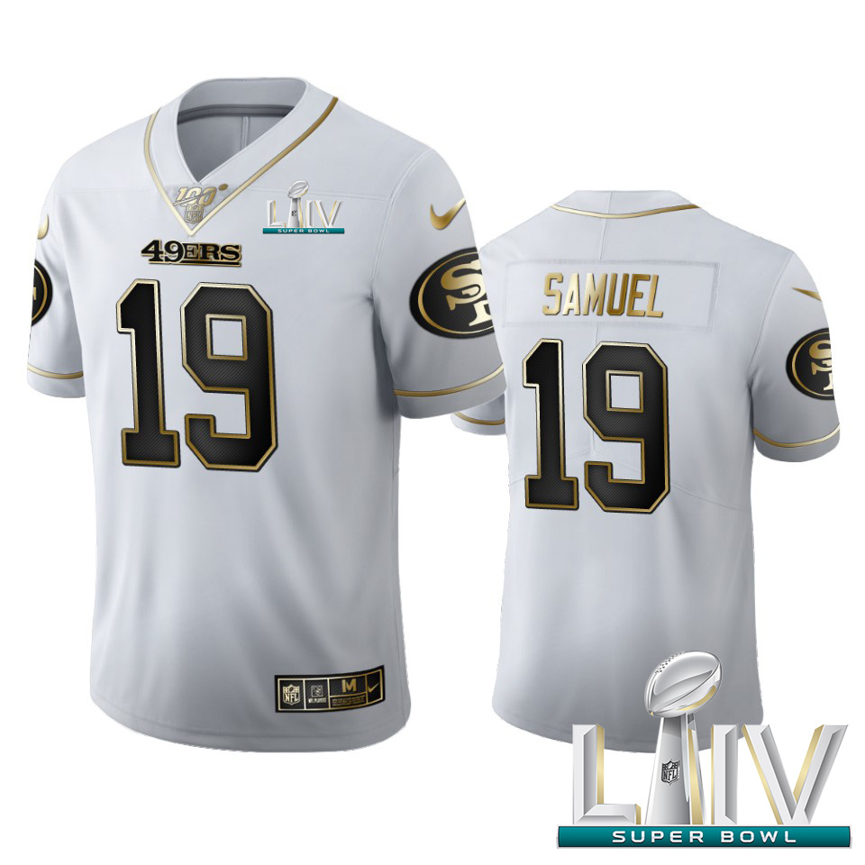 San Francisco 49ers #19 Deebo Samuel Men's White Golden Super Bowl LIV 2020 Edition Vapor Limited 100 Jersey cheap jerseys for sale - CheapJerseys.Shop