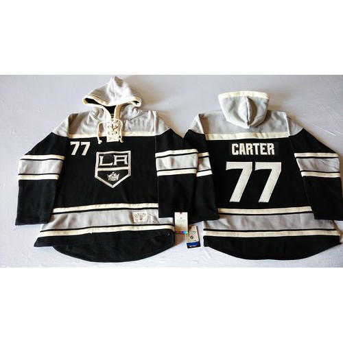 Los Angeles Kings #77 Jeff Carter Black Sawyer Hooded Sweatshirt Stitched Jersey Men's cheap jerseys for sale - CheapJerseys.Shop