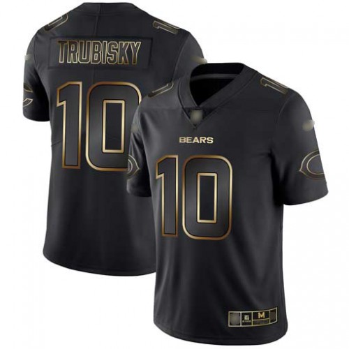 Chicago Bears #10 Mitchell Trubisky Black/Gold Men's Stitched Vapor Untouchable Limited Jersey Men's cheap jerseys for sale - CheapJerseys.Shop