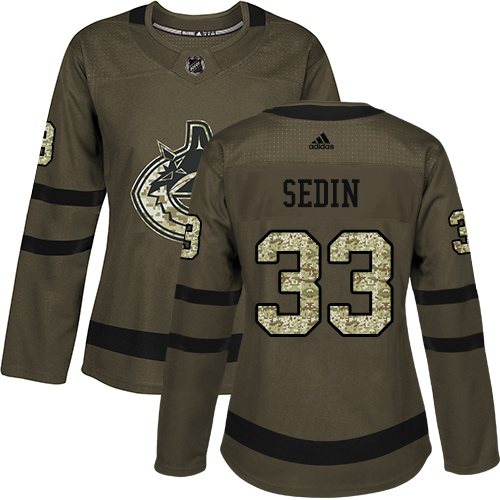Vancouver Canucks #33 Henrik Sedin Green Salute to Service Women's Stitched Jersey Womens cheap jerseys for sale - CheapJerseys.Shop