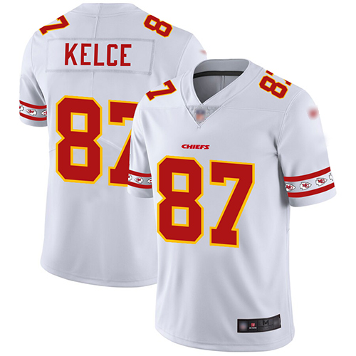 Chiefs #87 Travis Kelce White Men's Stitched Limited Team Logo Fashion Jersey cheap jerseys for sale - CheapJerseys.Shop