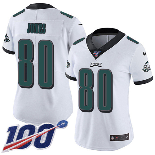 Eagles #80 Julio Jones White Women's Stitched 100th Season Vapor Untouchable Limited Jersey cheap jerseys for sale - CheapJerseys.Shop