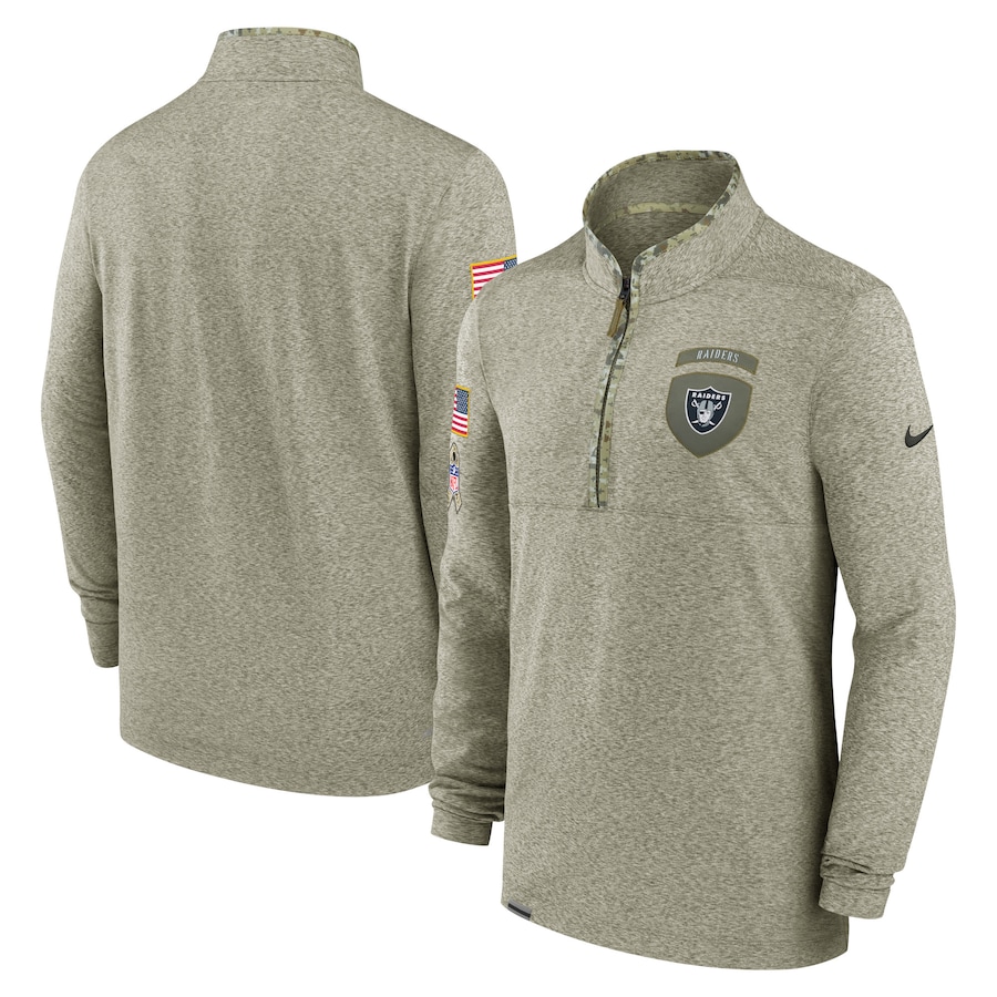 Las Vegas Raiders 2022 Salute To Service Shield Quarter-Zip Top - Olive cheap jerseys for sale - CheapJerseys.Shop
