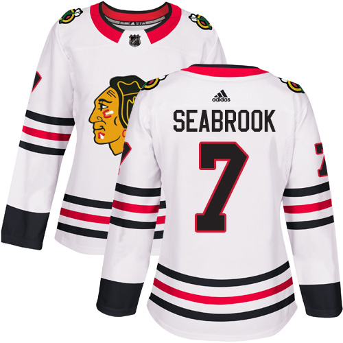 Chicago Blackhawks #7 Brent Seabrook White Road Authentic Women's Stitched Jersey Womens cheap jerseys for sale - CheapJerseys.Shop