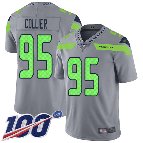Seattle Seahawks #95 L.J. Collier Gray Men's Stitched Limited Inverted Legend 100th Season Jersey Men's cheap jerseys for sale - CheapJerseys.Shop