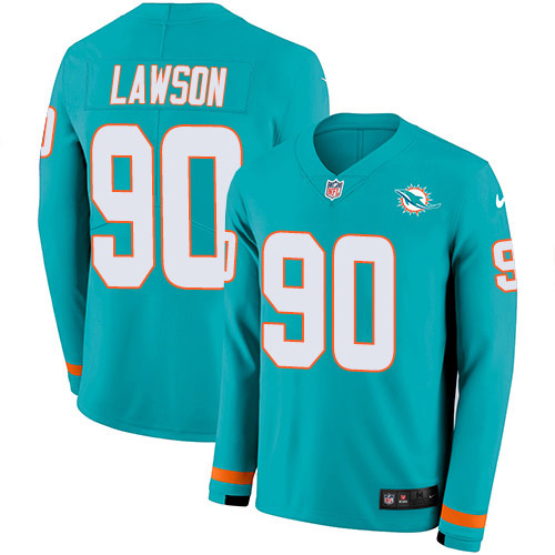 Miami Dolphins #90 Shaq Lawson Aqua Green Team Color Men's Stitched Limited Therma Long Sleeve Jersey Men's cheap jerseys for sale - CheapJerseys.Shop