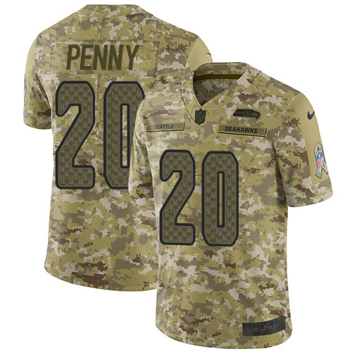Seattle Seahawks #20 Rashaad Penny Camo Youth Stitched Limited 2018 Salute to Service Jersey Youth cheap jerseys for sale - CheapJerseys.Shop
