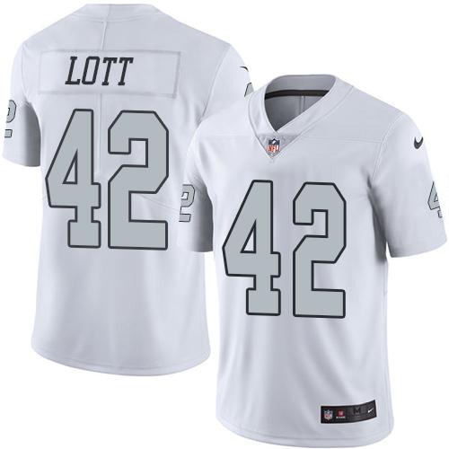 Las Vegas Raiders #42 Ronnie Lott White Men's Stitched Limited Rush Jersey Men's cheap jerseys for sale - CheapJerseys.Shop