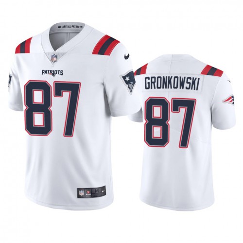 New England New England Patriots #87 Rob Gronkowski Men's White 2020 Vapor Limited Jersey Men's cheap jerseys for sale - CheapJerseys.Shop