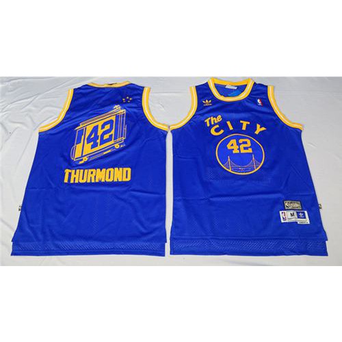 Golden State Warriors #42 Nate Thurmond Blue Throwback The City Stitched Jersey Mens cheap jerseys for sale - CheapJerseys.Shop
