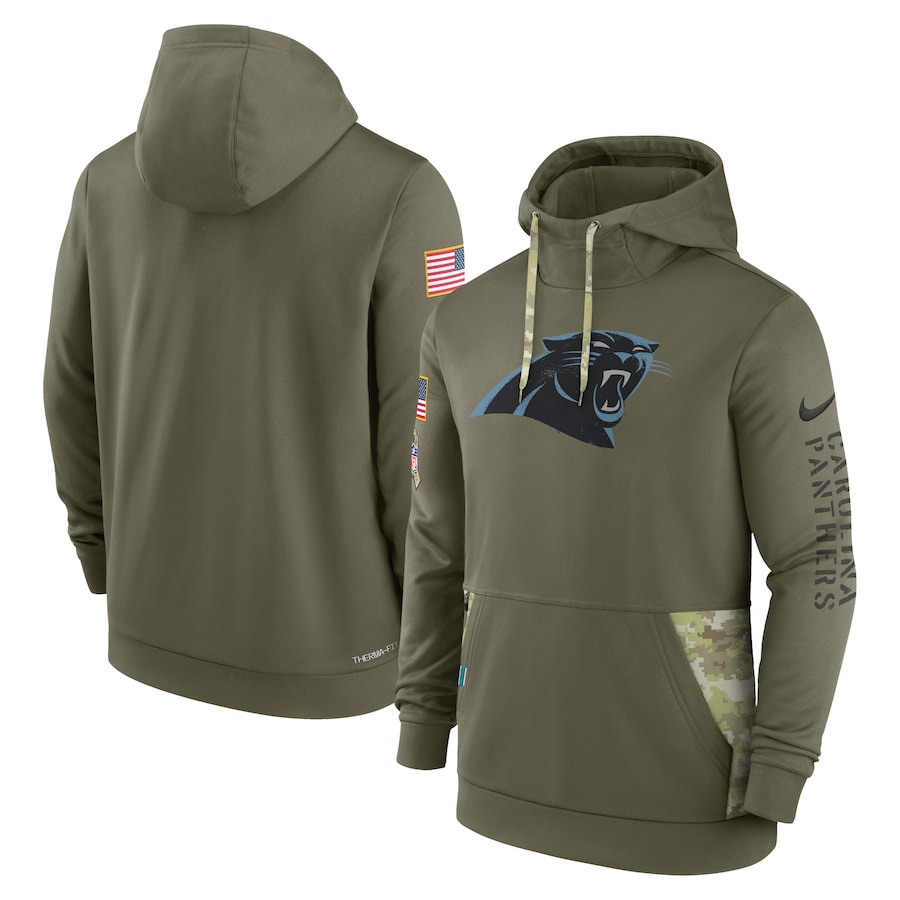Carolina Panthers 2022 Salute To Service Therma Performance Pullover Hoodie - Olive cheap jerseys for sale - CheapJerseys.Shop