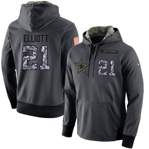Men's Dallas Cowboys #21 Ezekiel Elliott Stitched Black Anthracite Salute To Service Player Performance Hoodie cheap jerseys for sale - CheapJerseys.Shop
