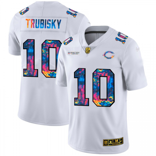 Chicago Chicago Bears #10 Mitchell Trubisky Men's White Multi-Color 2020 Crucial Catch Limited Jersey Men's cheap jerseys for sale - CheapJerseys.Shop