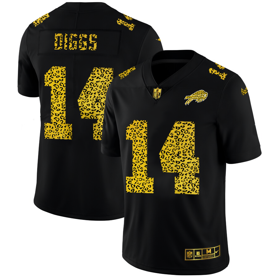 Buffalo Bills #14 Stefon Diggs Men's Leopard Print Fashion Vapor Limited Jersey Black cheap jerseys for sale - CheapJerseys.Shop