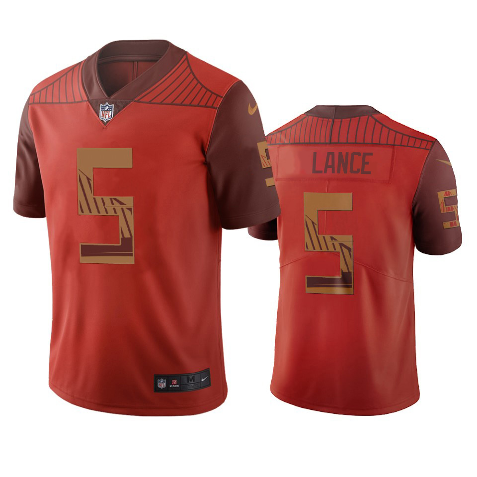 San Francisco 49ers #5 Trey Lance Orange Vapor Limited City Edition Jersey cheap jerseys for sale - CheapJerseys.Shop