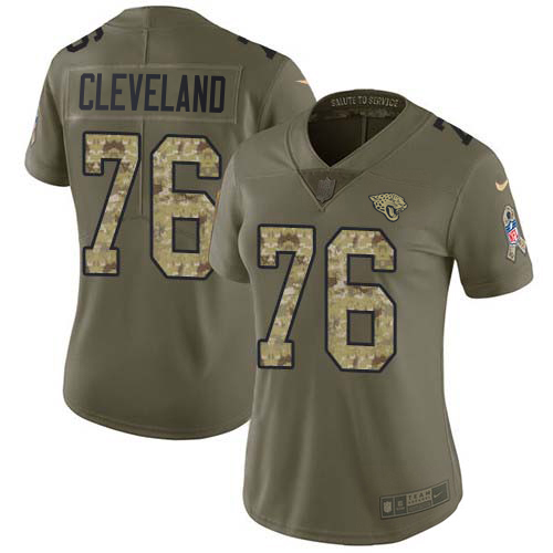 Jaguars #76 Ezra Cleveland Olive/Camo Women's Stitched Limited 2017 Salute To Service Jersey cheap jerseys for sale - CheapJerseys.Shop