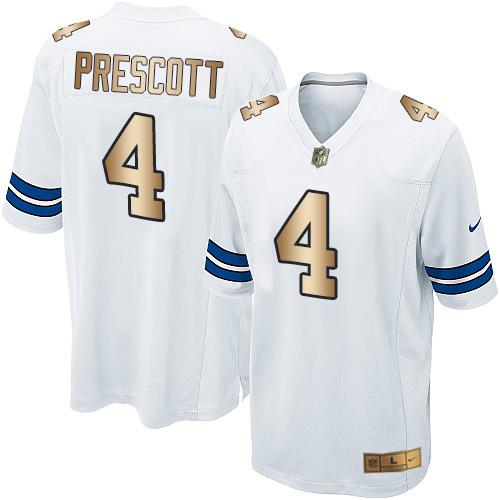 Cowboys #4 Dak Prescott White Youth Stitched Elite Gold Jersey cheap jerseys for sale - CheapJerseys.Shop