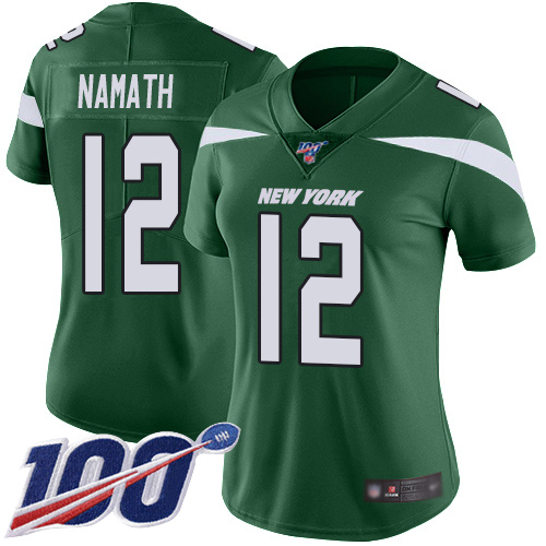 Jets #12 Joe Namath Green Team Color Women's Stitched 100th Season Vapor Limited Jersey cheap jerseys for sale - CheapJerseys.Shop