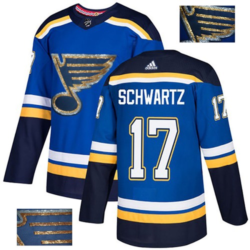 St. Louis Blues #17 Jaden Schwartz Blue Home Authentic Fashion Gold Stitched Jersey Men's cheap jerseys for sale - CheapJerseys.Shop