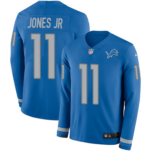 Detroit Lions #11 Marvin Jones Jr Blue Team Color Men's Stitched Limited Therma Long Sleeve Jersey Men's cheap jerseys for sale - CheapJerseys.Shop