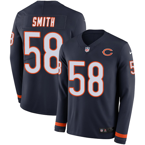 Chicago Bears #58 Roquan Smith Navy Blue Team Color Men's Stitched Limited Therma Long Sleeve Jersey Men's cheap jerseys for sale - CheapJerseys.Shop
