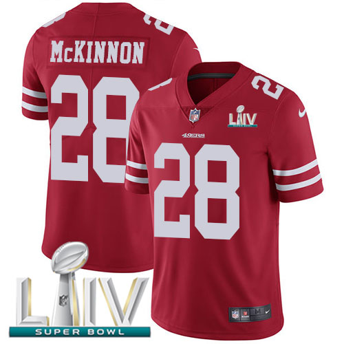 San Francisco 49ers #28 Jerick McKinnon Red Super Bowl LIV 2020 Team Color Men's Stitched Vapor Untouchable Limited Jersey Men's cheap jerseys for sale - CheapJerseys.Shop