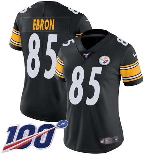 Pittsburgh Steelers #85 Eric Ebron Black Team Color Women's Stitched 100th Season Vapor Untouchable Limited Jersey Womens cheap jerseys for sale - CheapJerseys.Shop