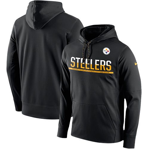 Men's Pittsburgh Steelers Black Sideline Circuit Pullover Performance Hoodie cheap jerseys for sale - CheapJerseys.Shop