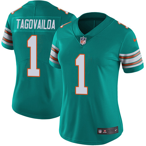 Dolphins #1 Tua Tagovailoa Aqua Green Alternate Women's Stitched Vapor Untouchable Limited Jersey cheap jerseys for sale - CheapJerseys.Shop