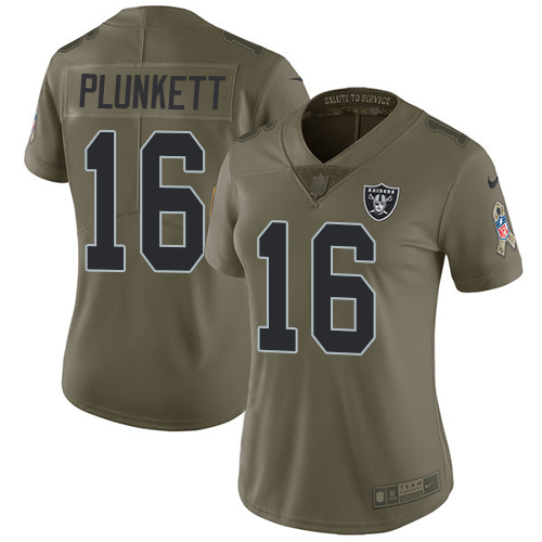 Las Vegas Raiders #16 Jim Plunkett Olive Women's Stitched Limited 2017 Salute to Service Jersey Womens cheap jerseys for sale - CheapJerseys.Shop