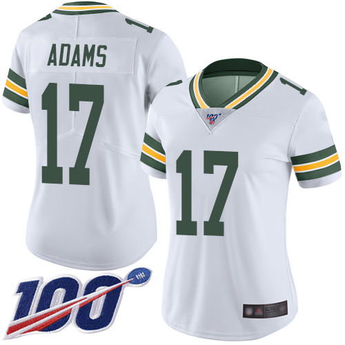 Packers #17 Davante Adams White Women's Stitched 100th Season Vapor Limited Jersey cheap jerseys for sale - CheapJerseys.Shop